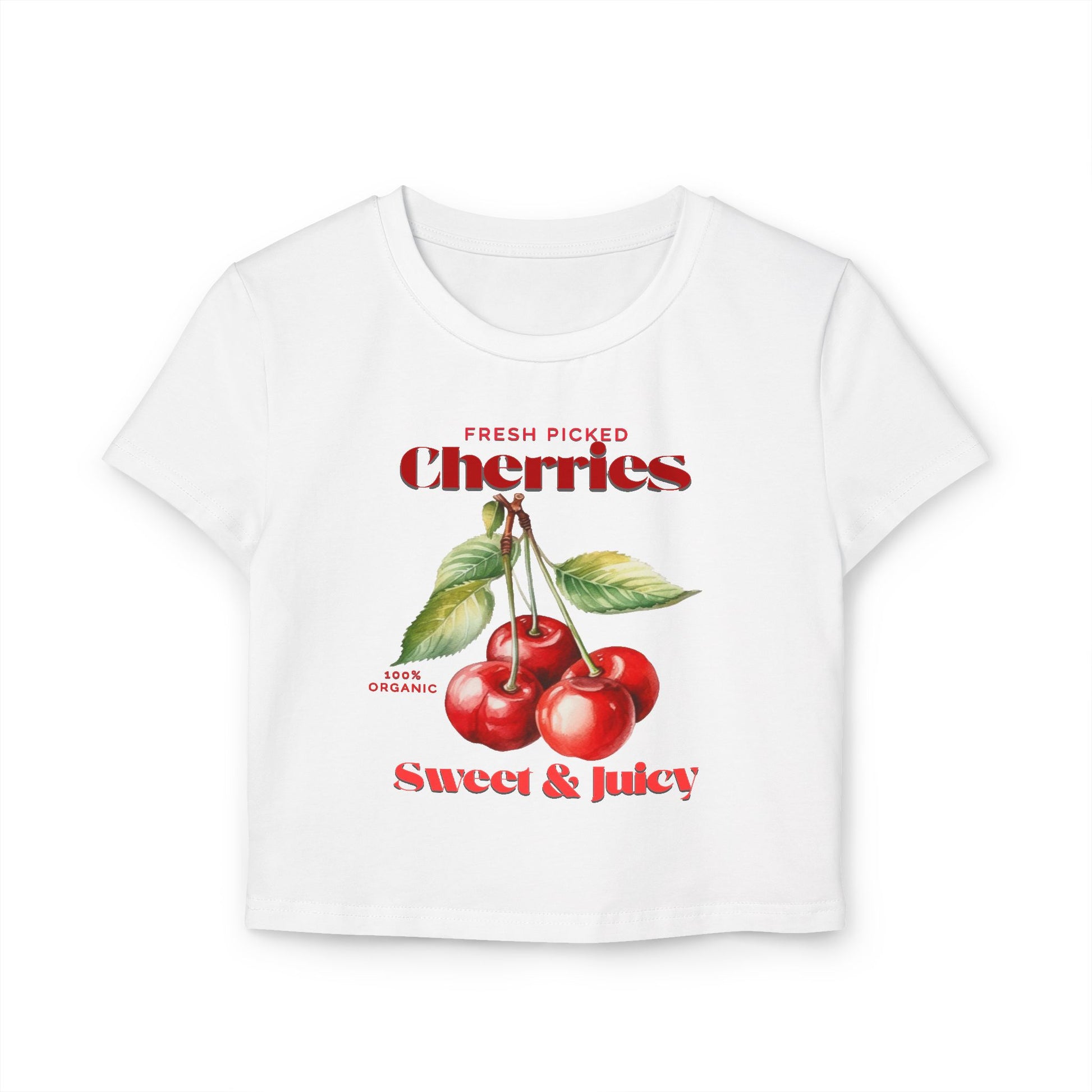 Fresh Picked Cherries Women's Baby Tee - Sweet & Juicy Organic Crop Top