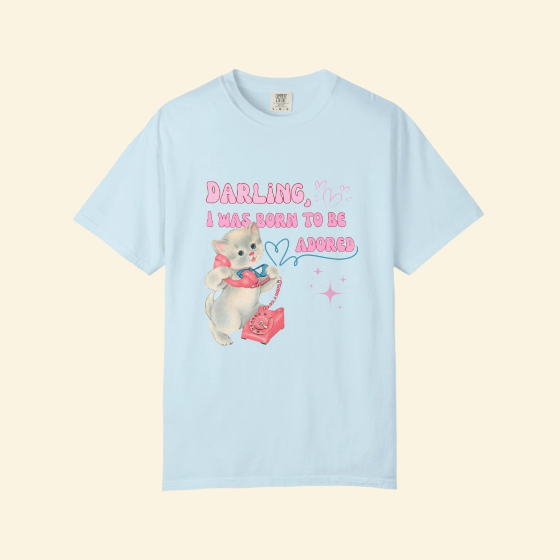 Whimsical Cat Lover T-Shirt, Born to be adored Vintage Tee