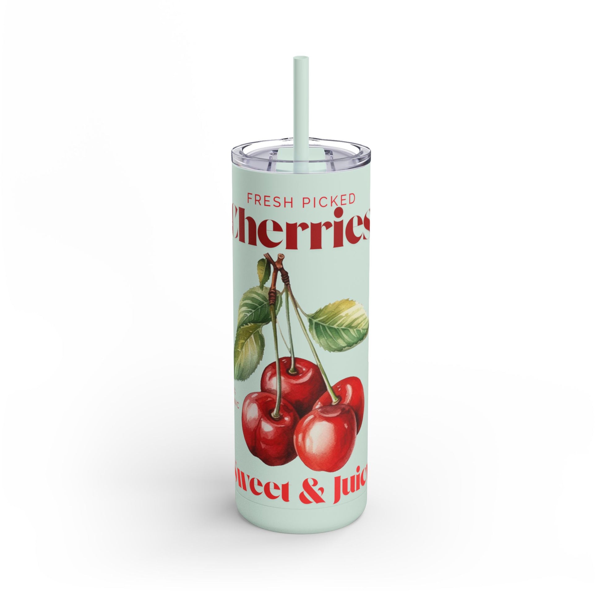 Fresh Picked Cherries 20oz Skinny Tumbler - Sweet & Juicy Travel Mug