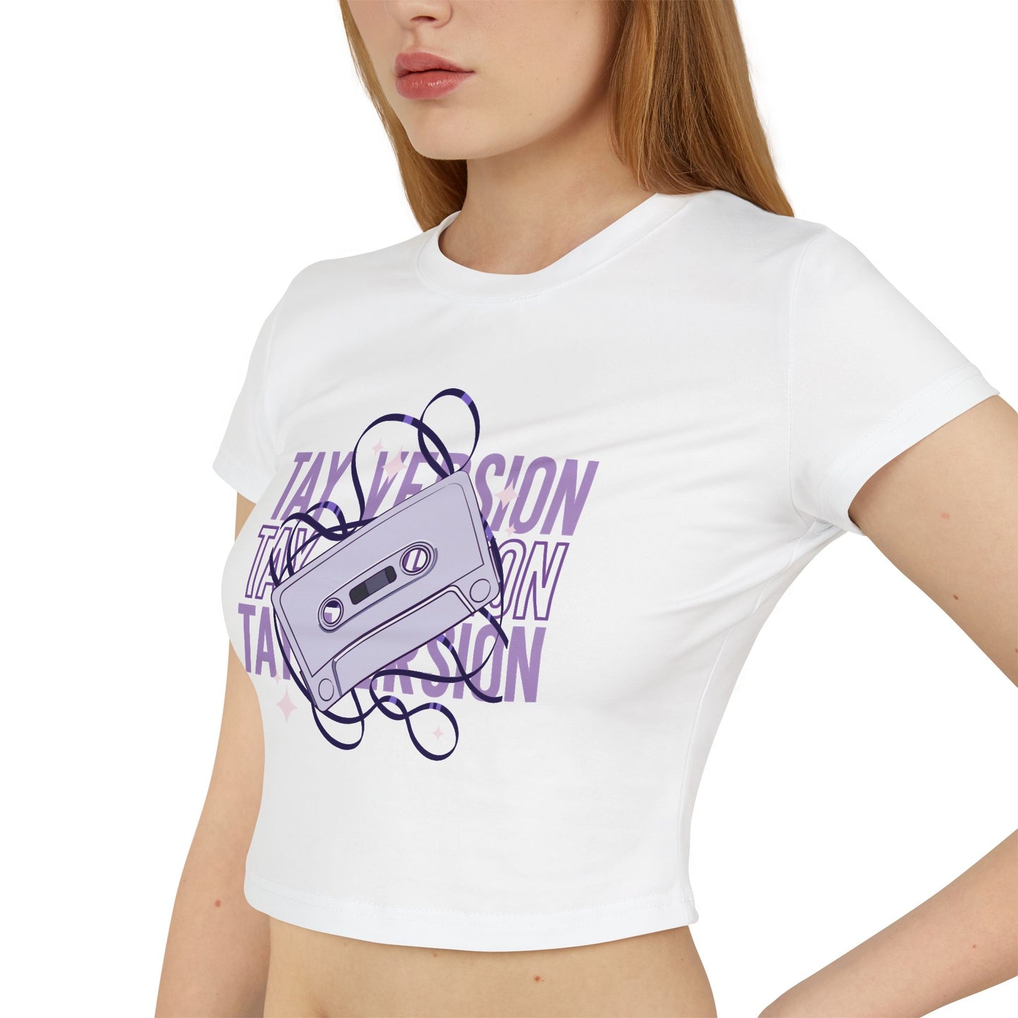 Retro Graphic Women's Baby Tee - Vintage Cassette Tape Design