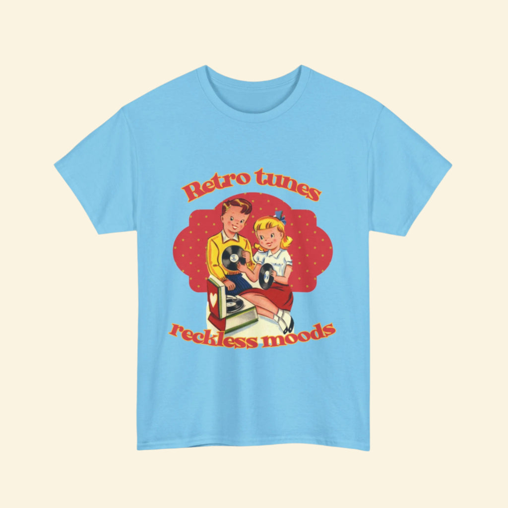 Playful Vintage Tee- "Retro Tunes, Reckless Moods"