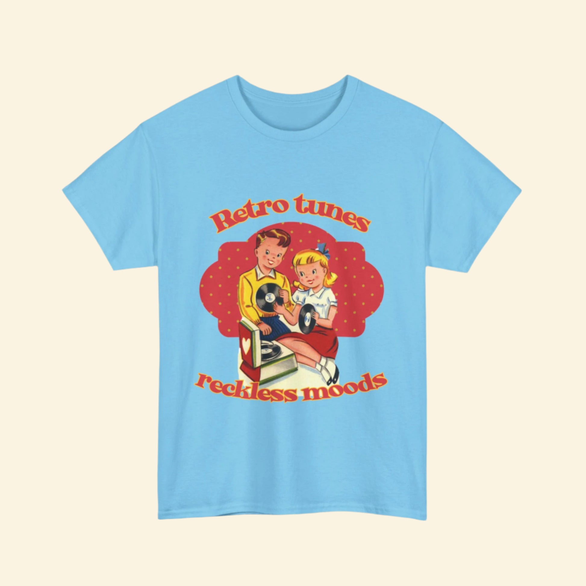 Playful Vintage Tee- "Retro Tunes, Reckless Moods"