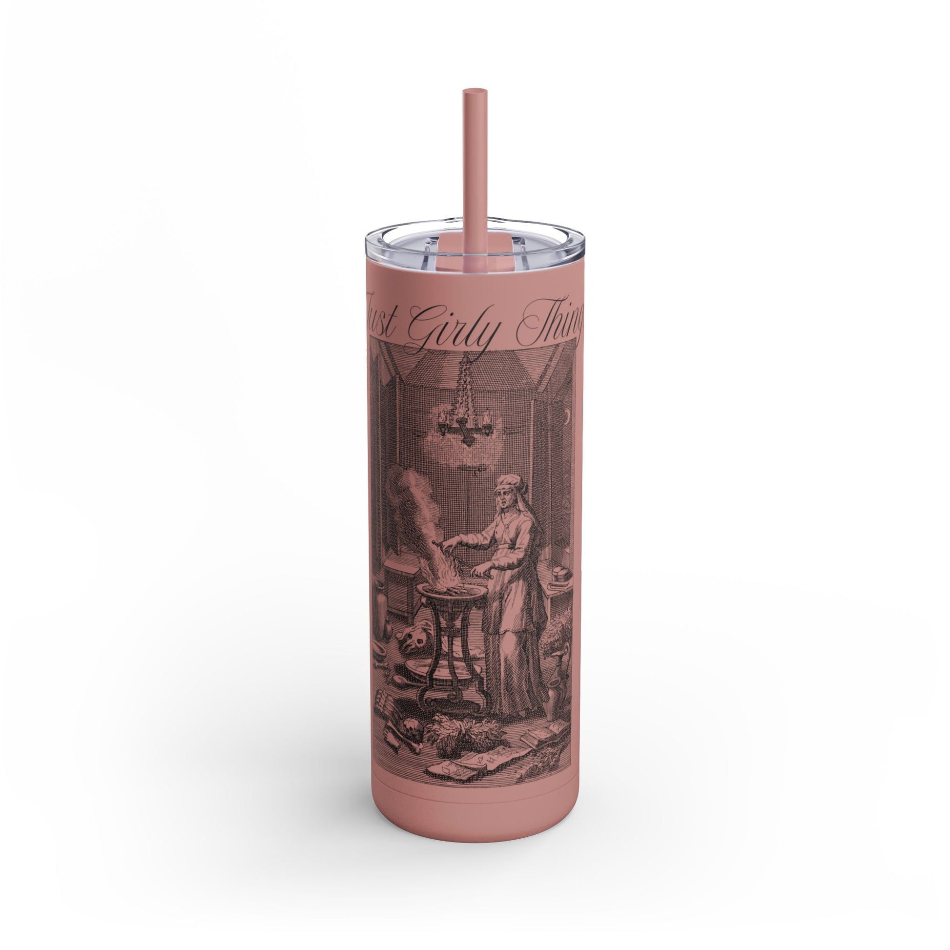 Dark Vintage Style 20oz Tumbler - "Just Girly Things" - Perfect for Crafters & Creatives