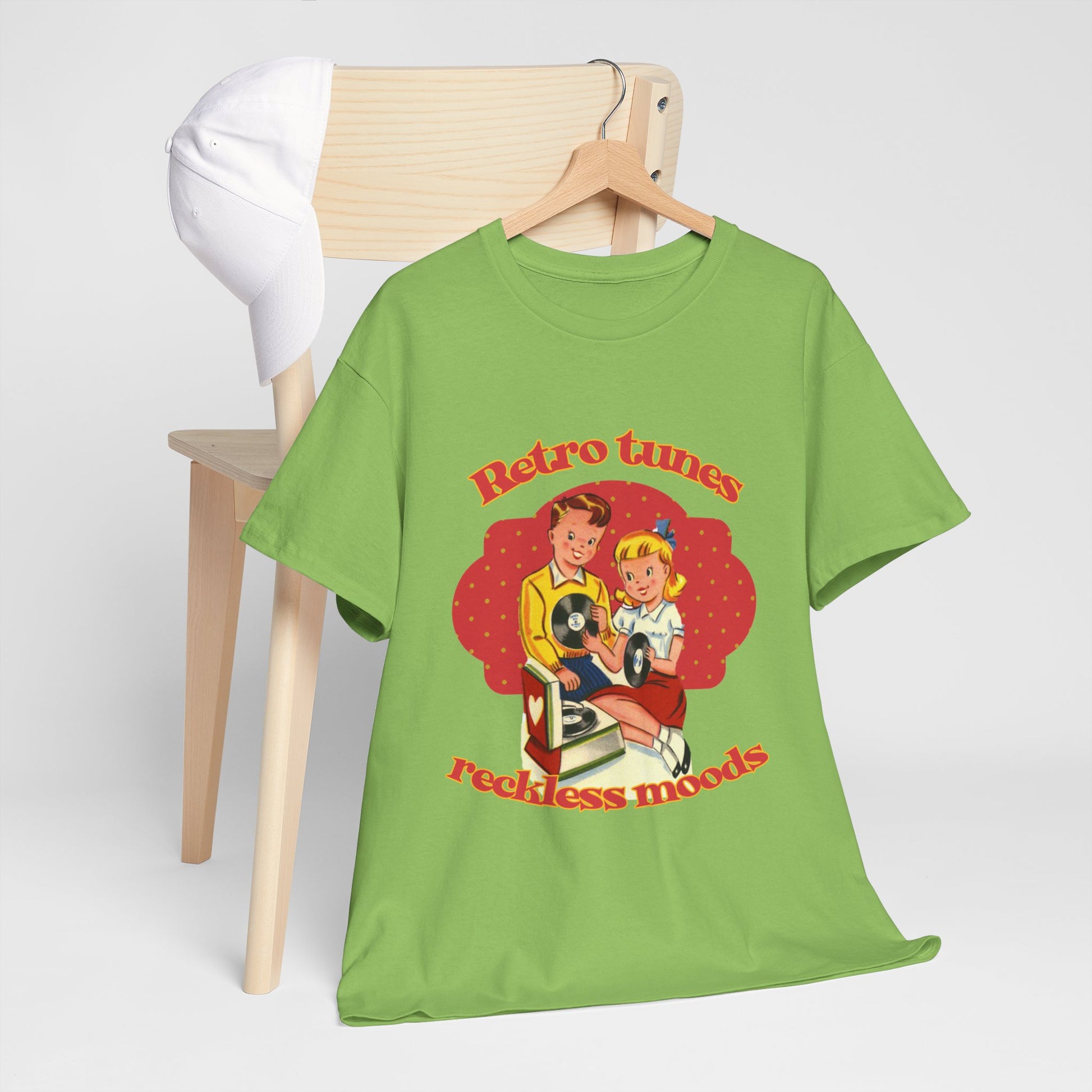 Playful Vintage Tee- "Retro Tunes, Reckless Moods"