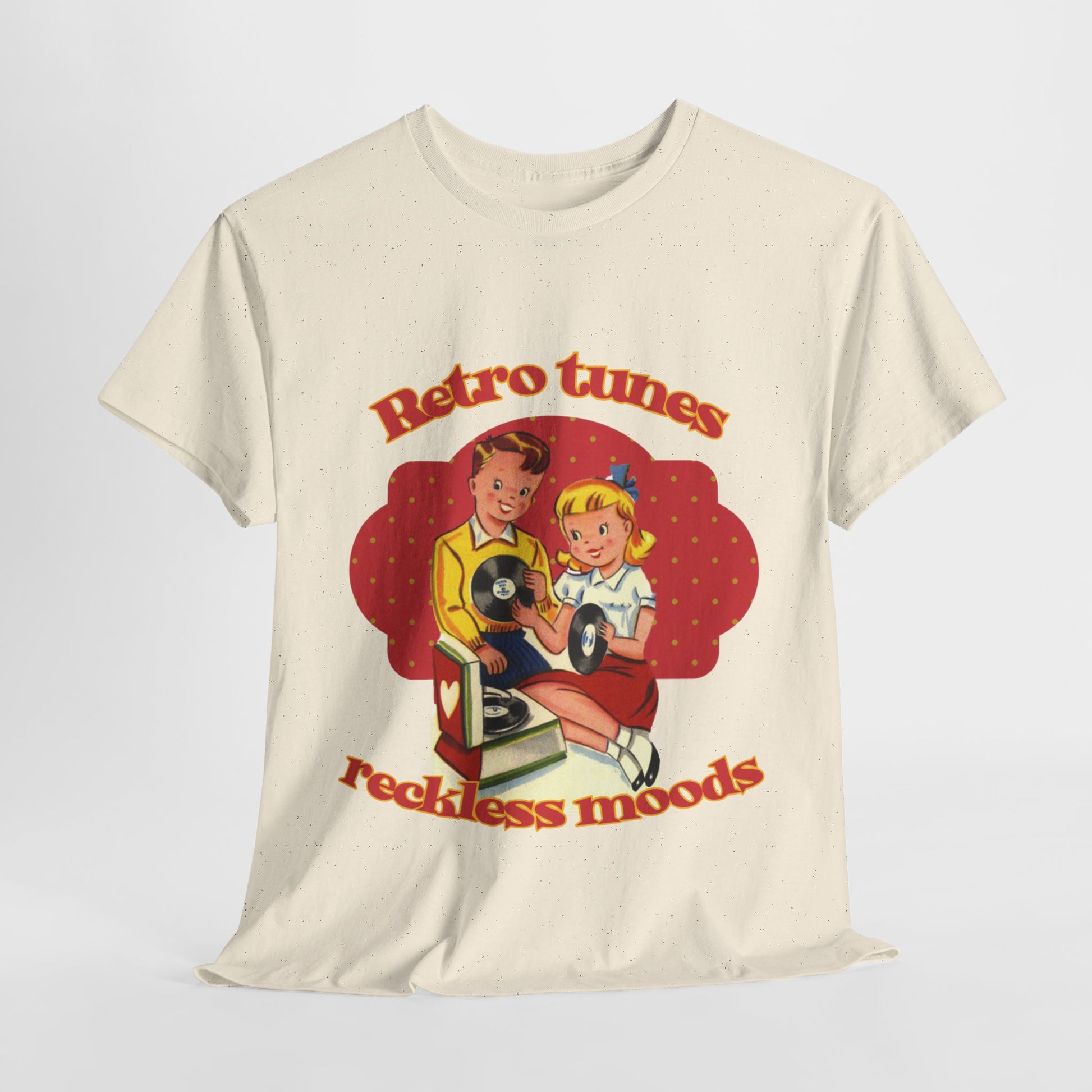 Playful Vintage Tee- "Retro Tunes, Reckless Moods"