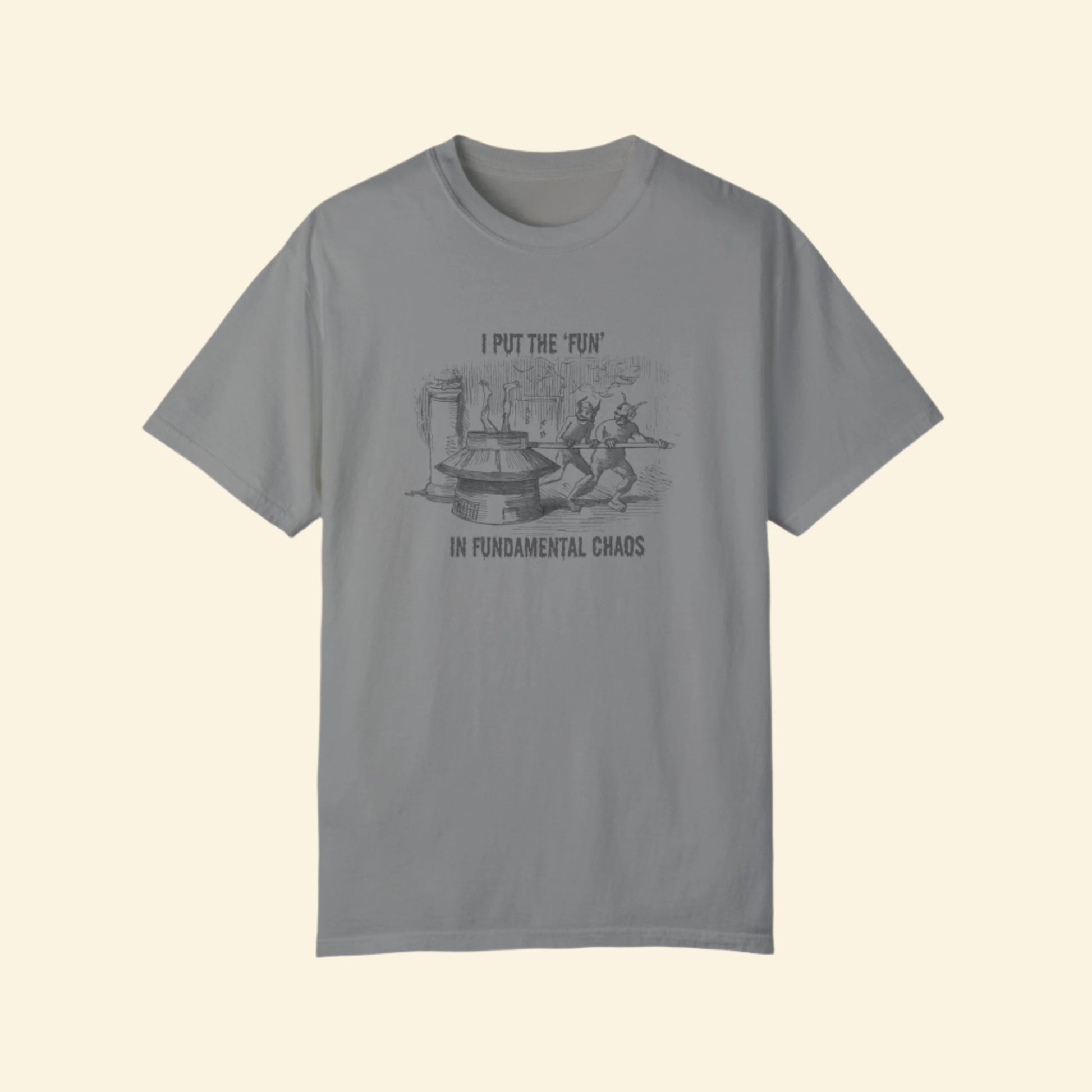 Fun Chaos Unisex Garment-Dyed T-Shirt - Demonic Graphic Tee for Casual Wear