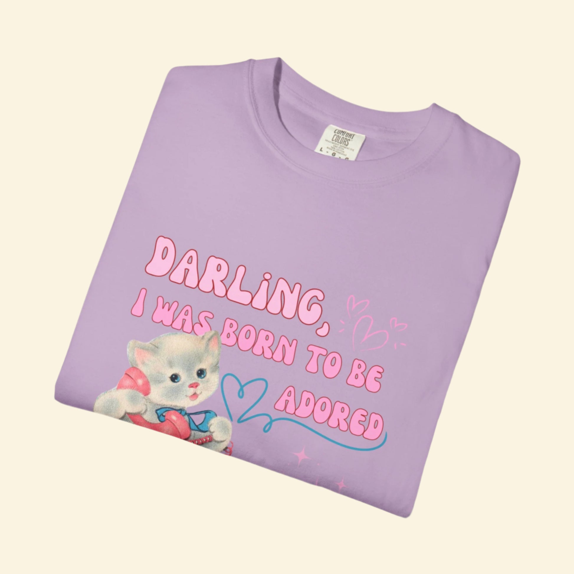 Whimsical Cat Lover T-Shirt, Born to be adored Vintage Tee