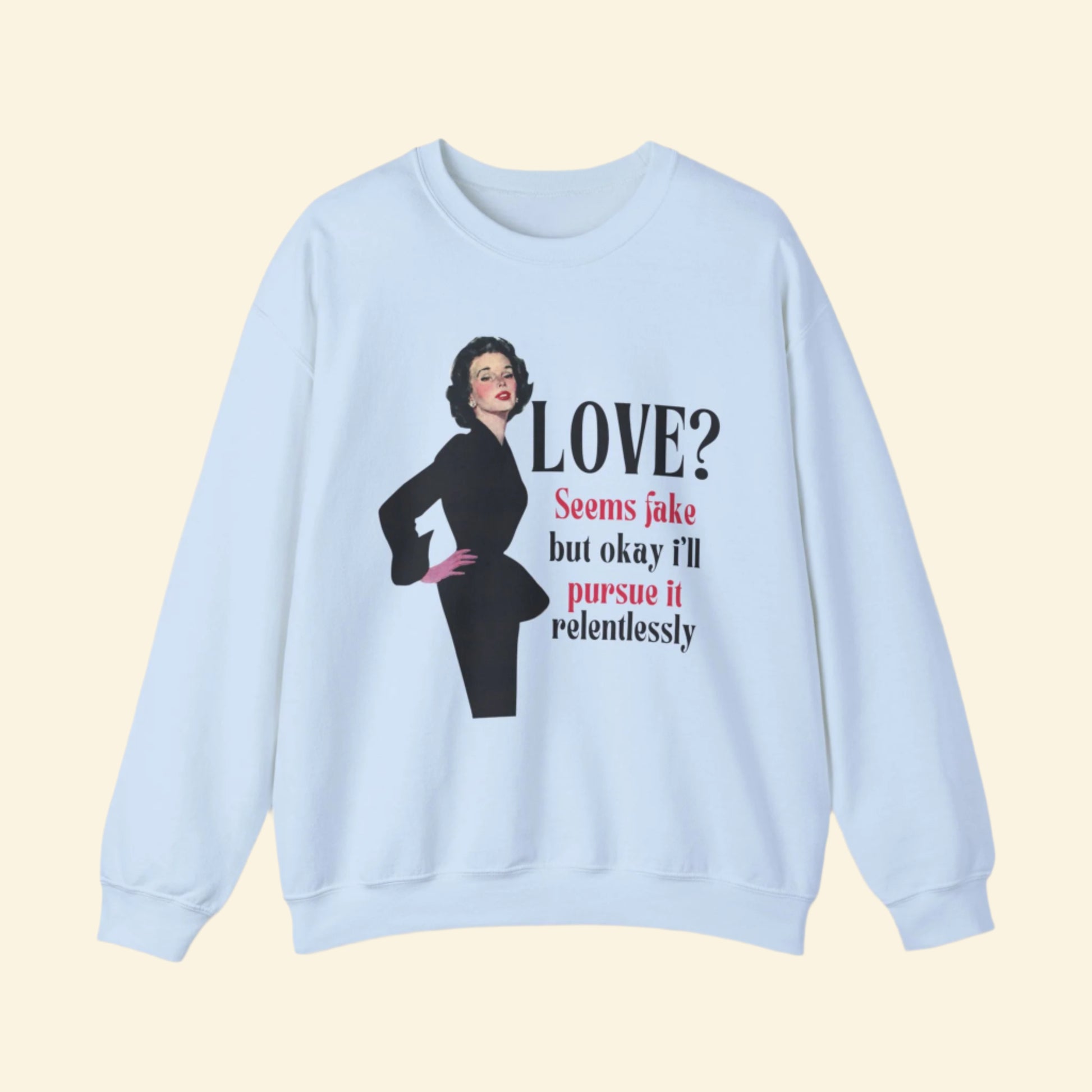 Retro Love? Crewneck Sweatshirt - Funny Quote Sweatshirt for Valentine's Day