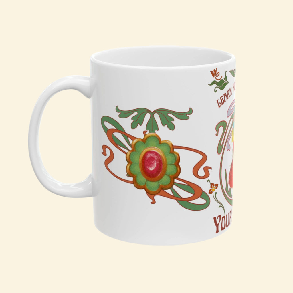 Whimsical Intuition Ceramic Mug - Vintage Girl Design (11oz)