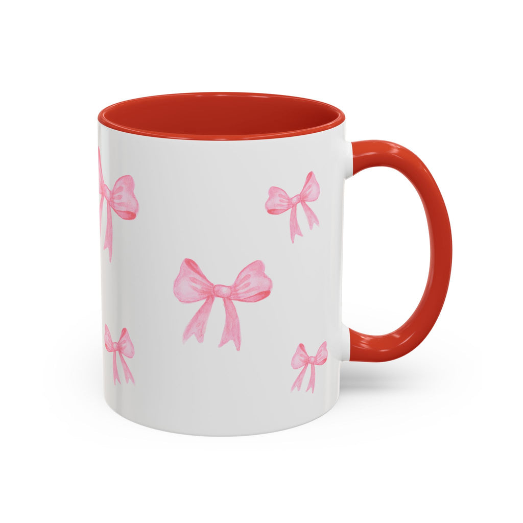Stylish Pink Bow Accent Coffee Mug - Perfect Gift for Girly Vibes