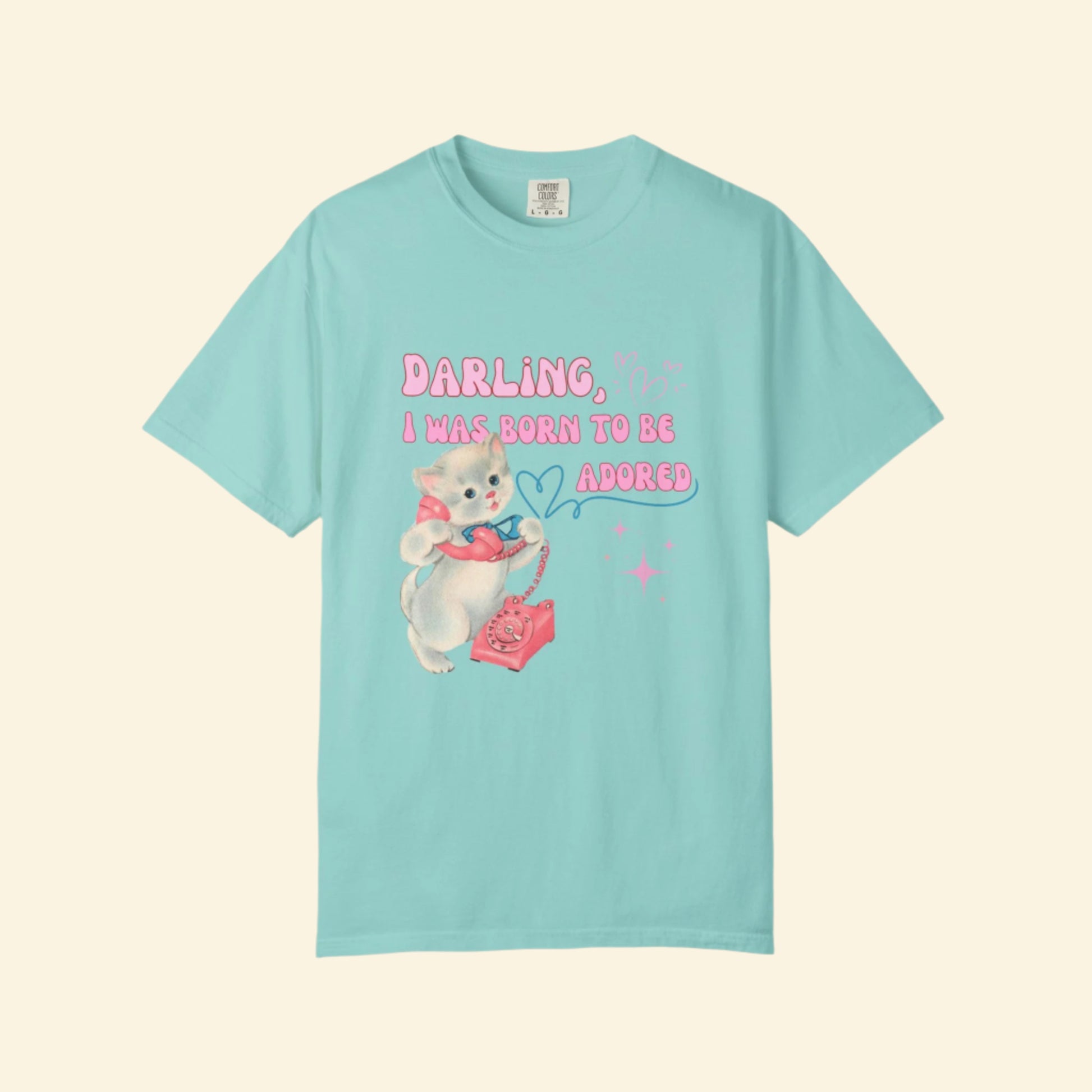 Whimsical Cat Lover T-Shirt, Born to be adored Vintage Tee