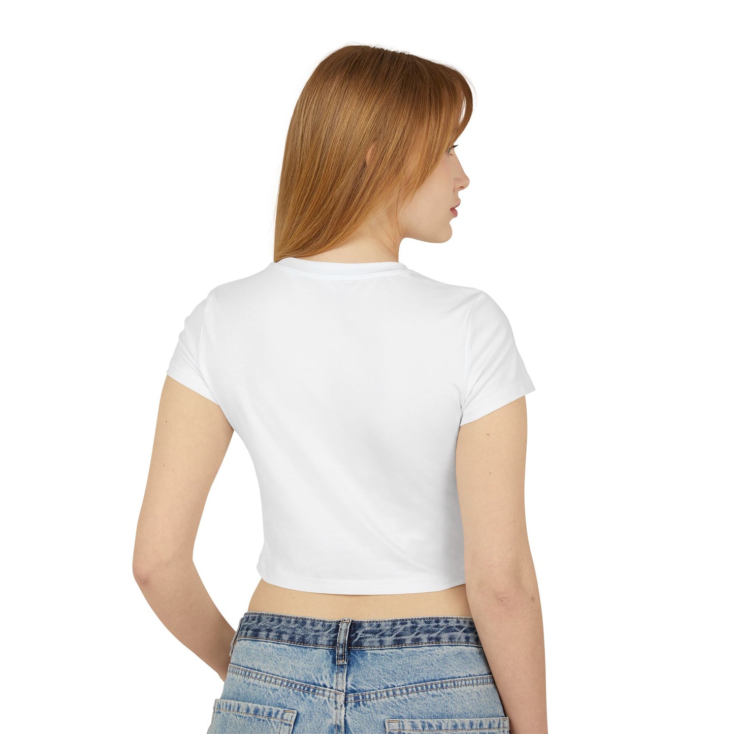 Retro Graphic Women's Baby Tee - Vintage Cassette Tape Design