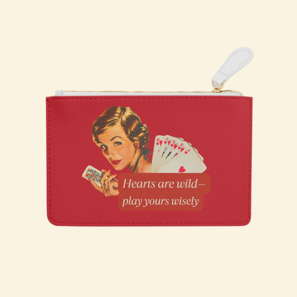 Vintage Casino Mini Clutch Bag - "Hearts are Wild" Design