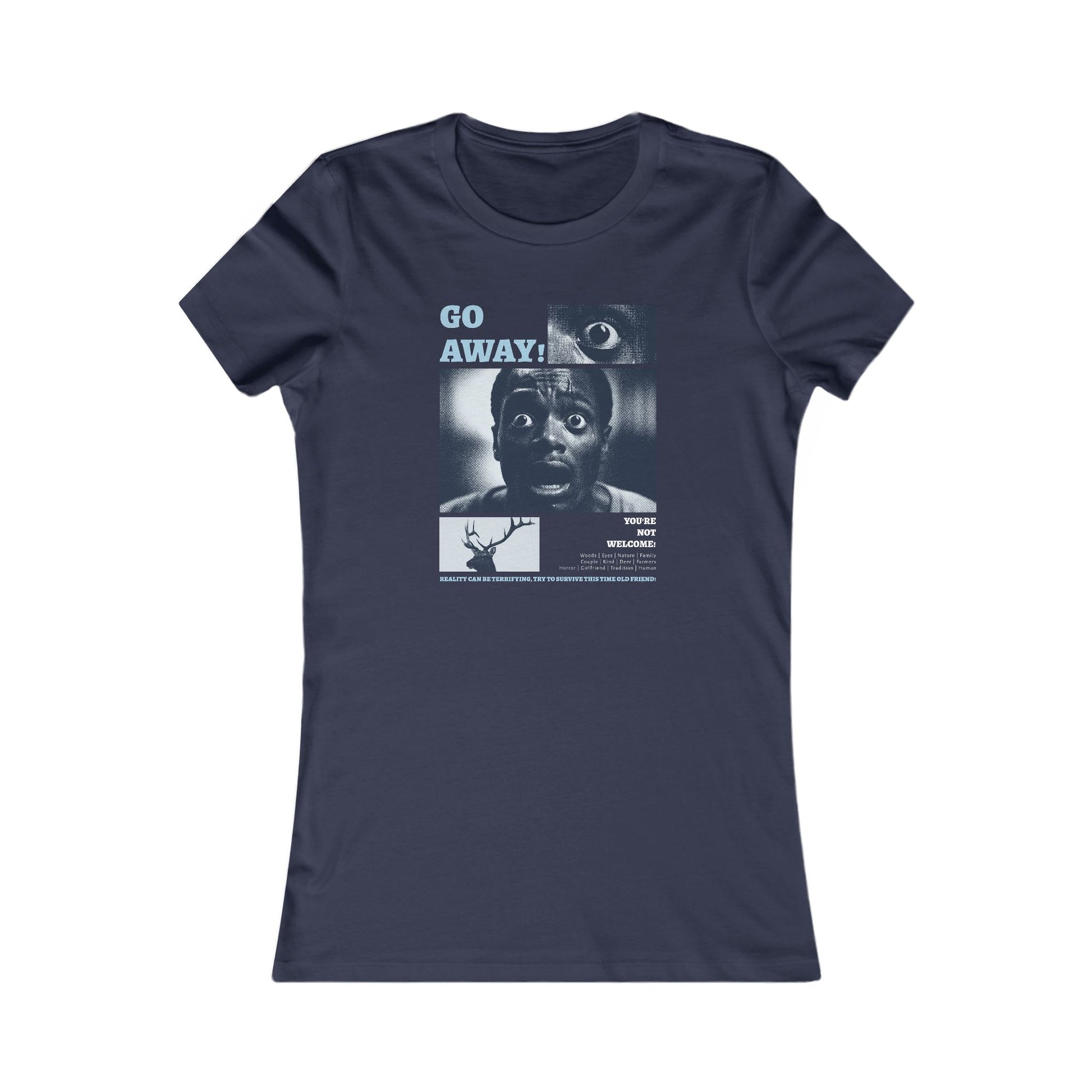 Women’s Graphic Tee - "Go Away!" Retro Horror Design