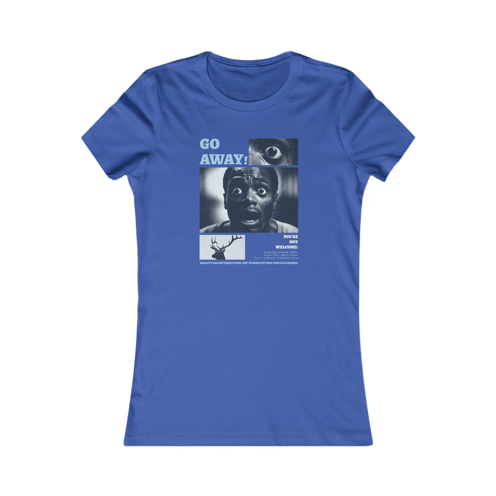 Women’s Graphic Tee - "Go Away!" Retro Horror Design