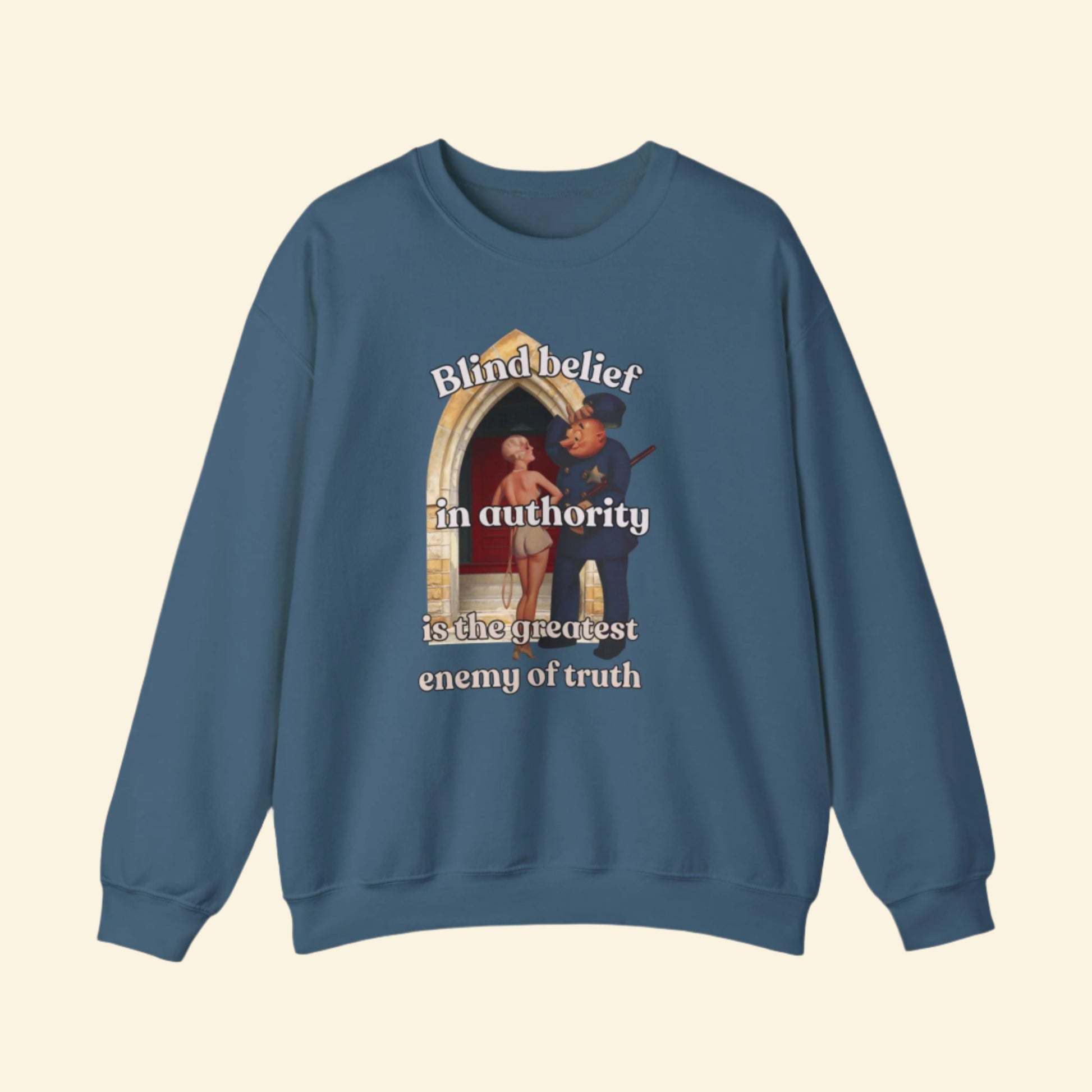 Unisex Crewneck Sweatshirt - 'Blind Belief in Authority' Design