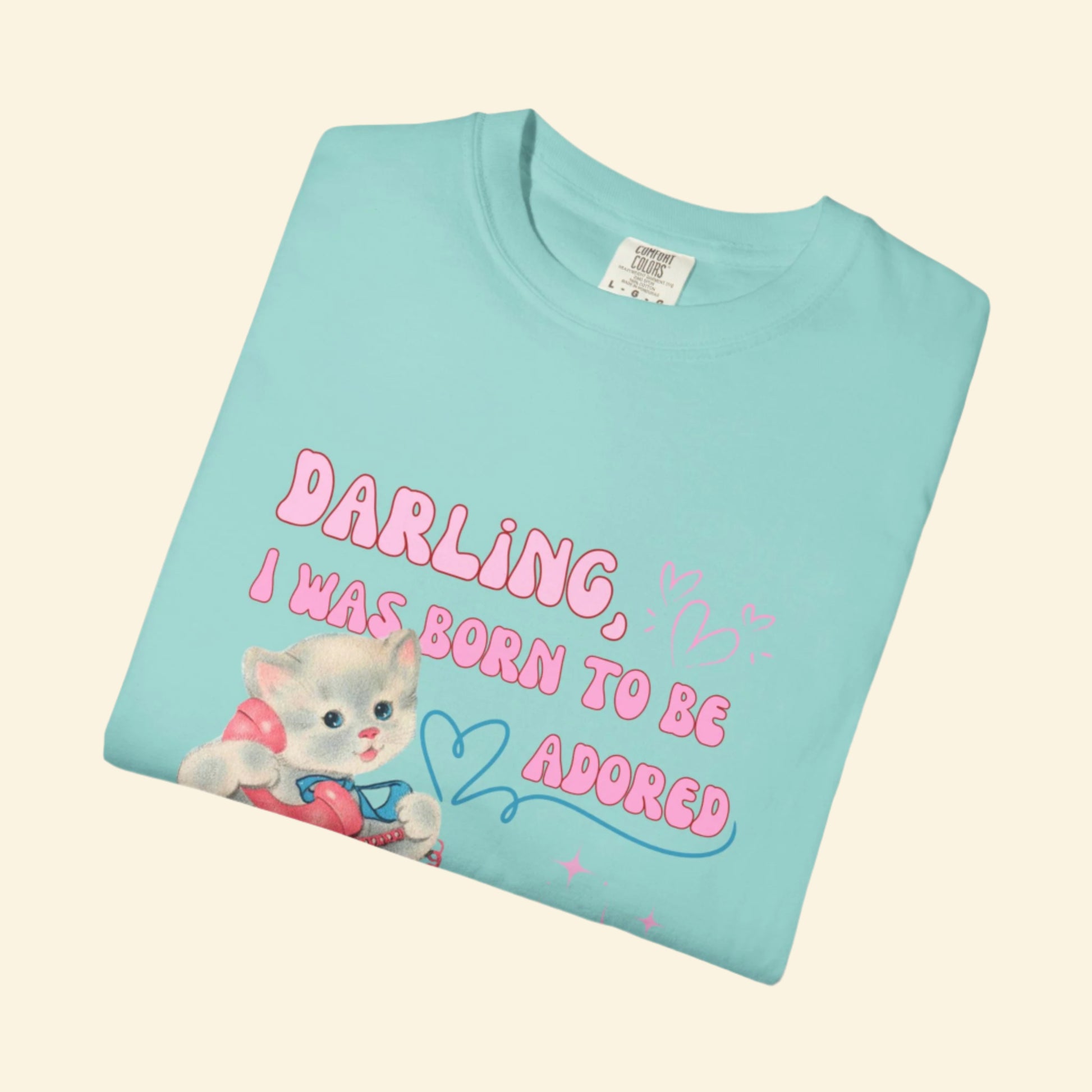 Whimsical Cat Lover T-Shirt, Born to be adored Vintage Tee