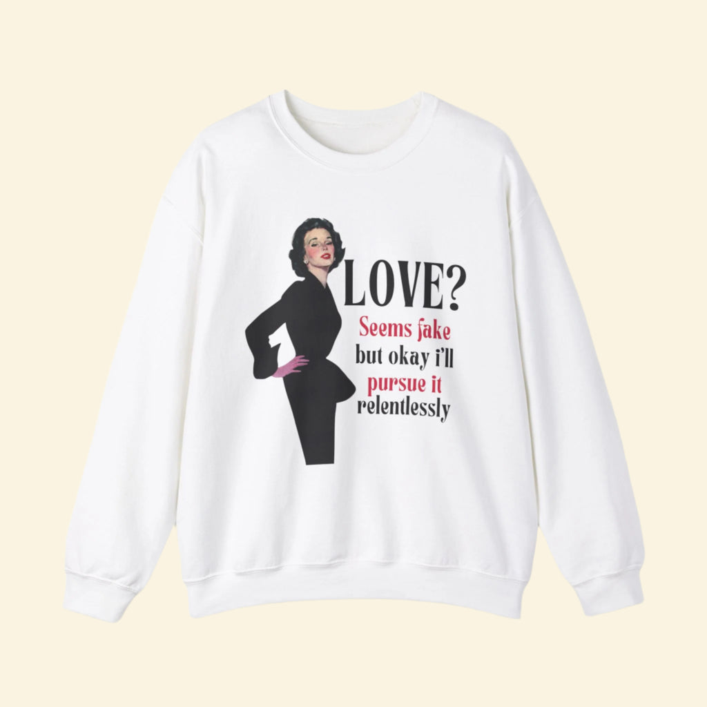 Retro Love? Crewneck Sweatshirt - Funny Quote Sweatshirt for Valentine's Day