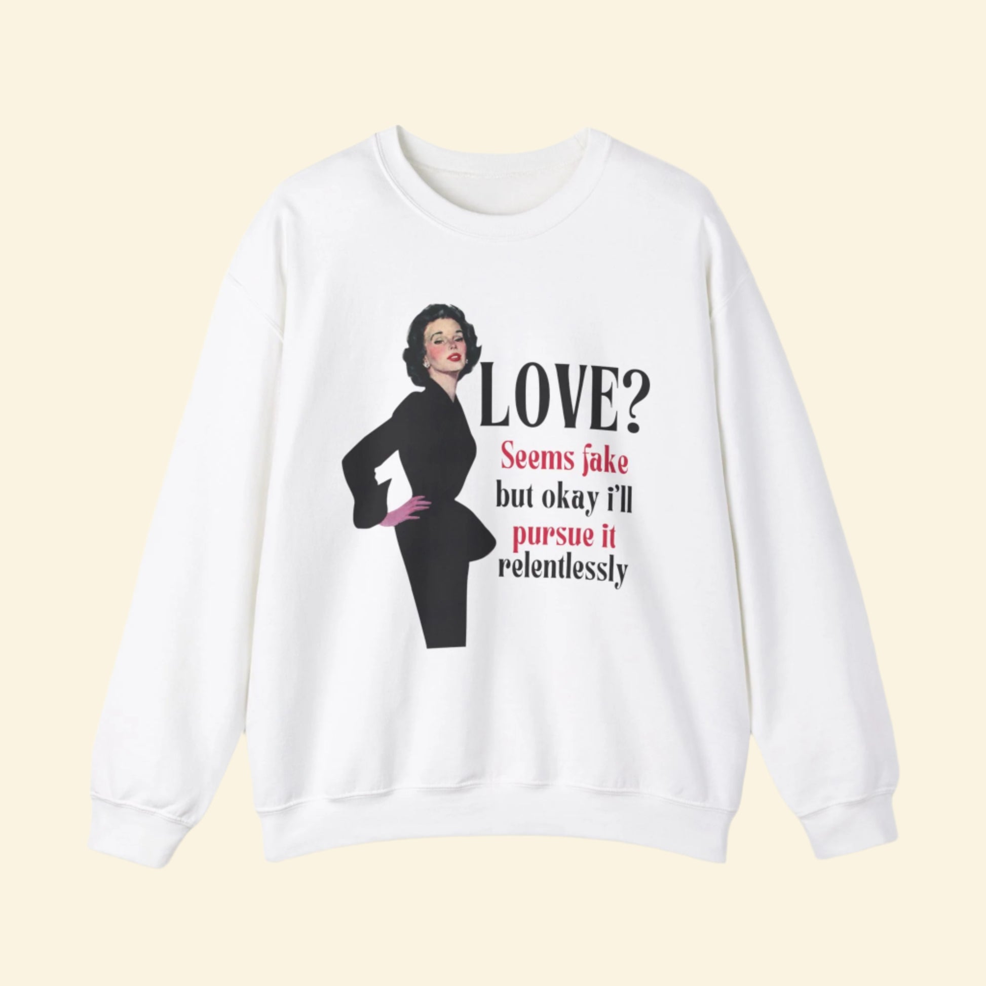 Retro Love? Crewneck Sweatshirt - Funny Quote Sweatshirt for Valentine's Day