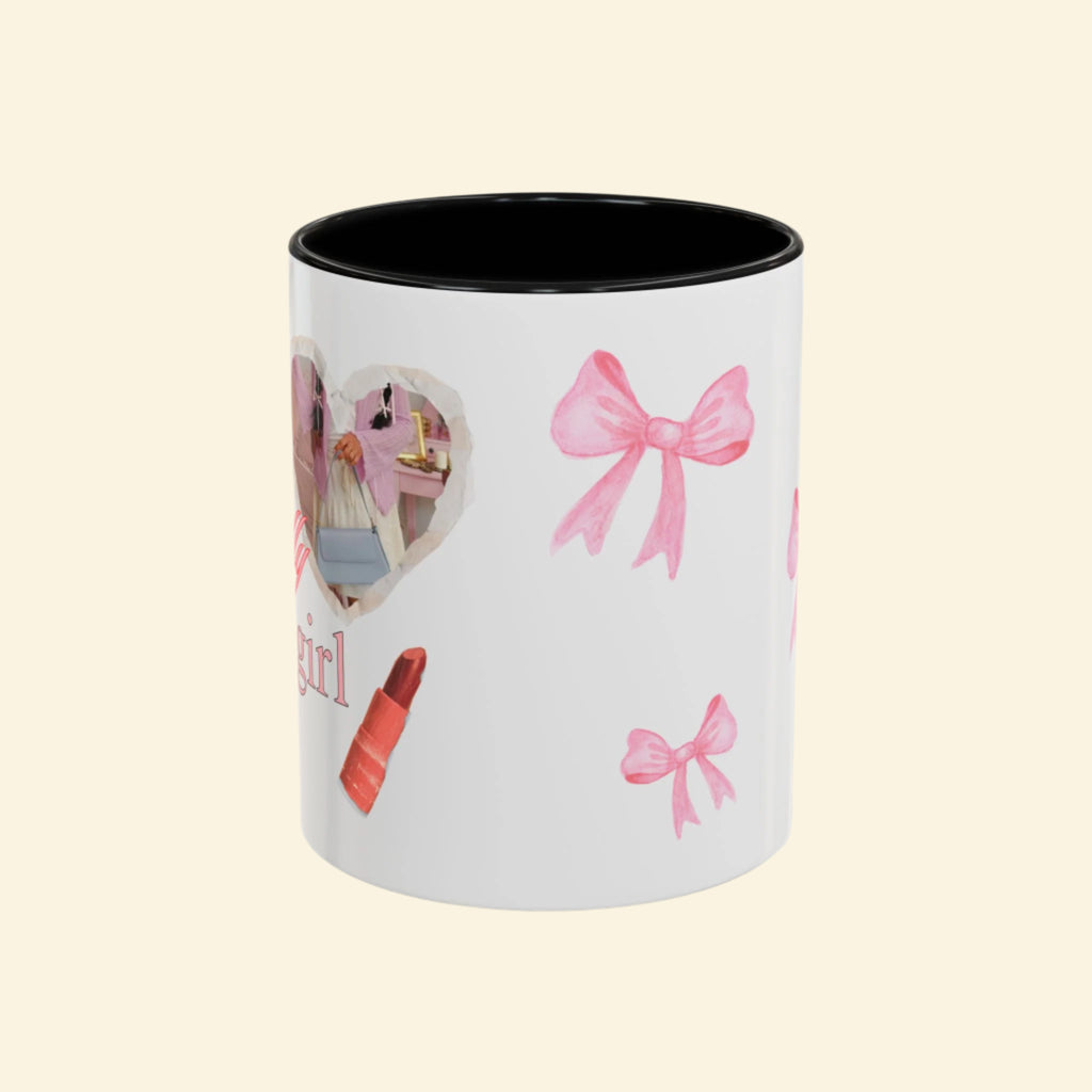 Stylish Pink Bow Accent Coffee Mug - Perfect Gift for Girly Vibes