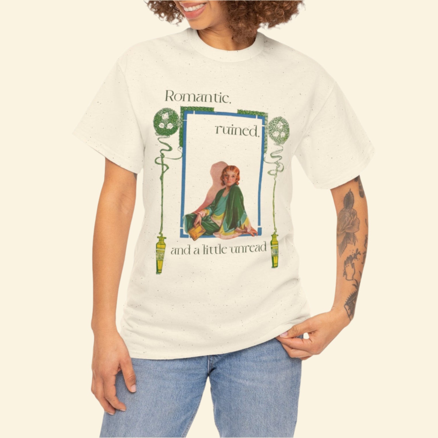 Poet's Soul Vintage Tee-" Romantic, Ruined, and a Little Unread" Retro Tee