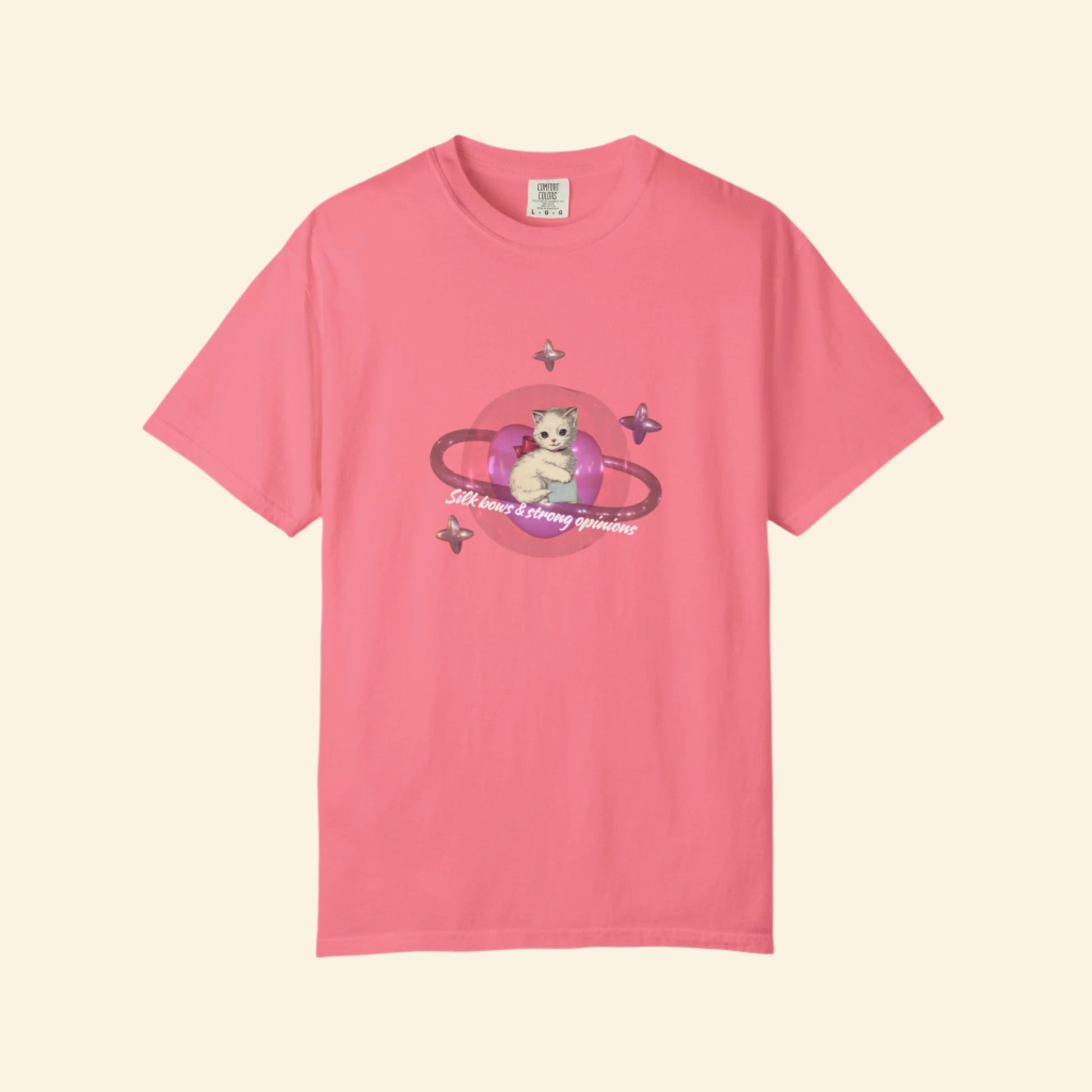 Cute Pink Spaceship Cat T-Shirt - Perfect for Pet Lovers & Cosmic Dreamers