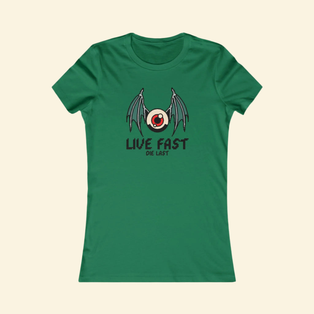 Live Fast Die Last Women's Graphic Tee - Horror Retro Shirt