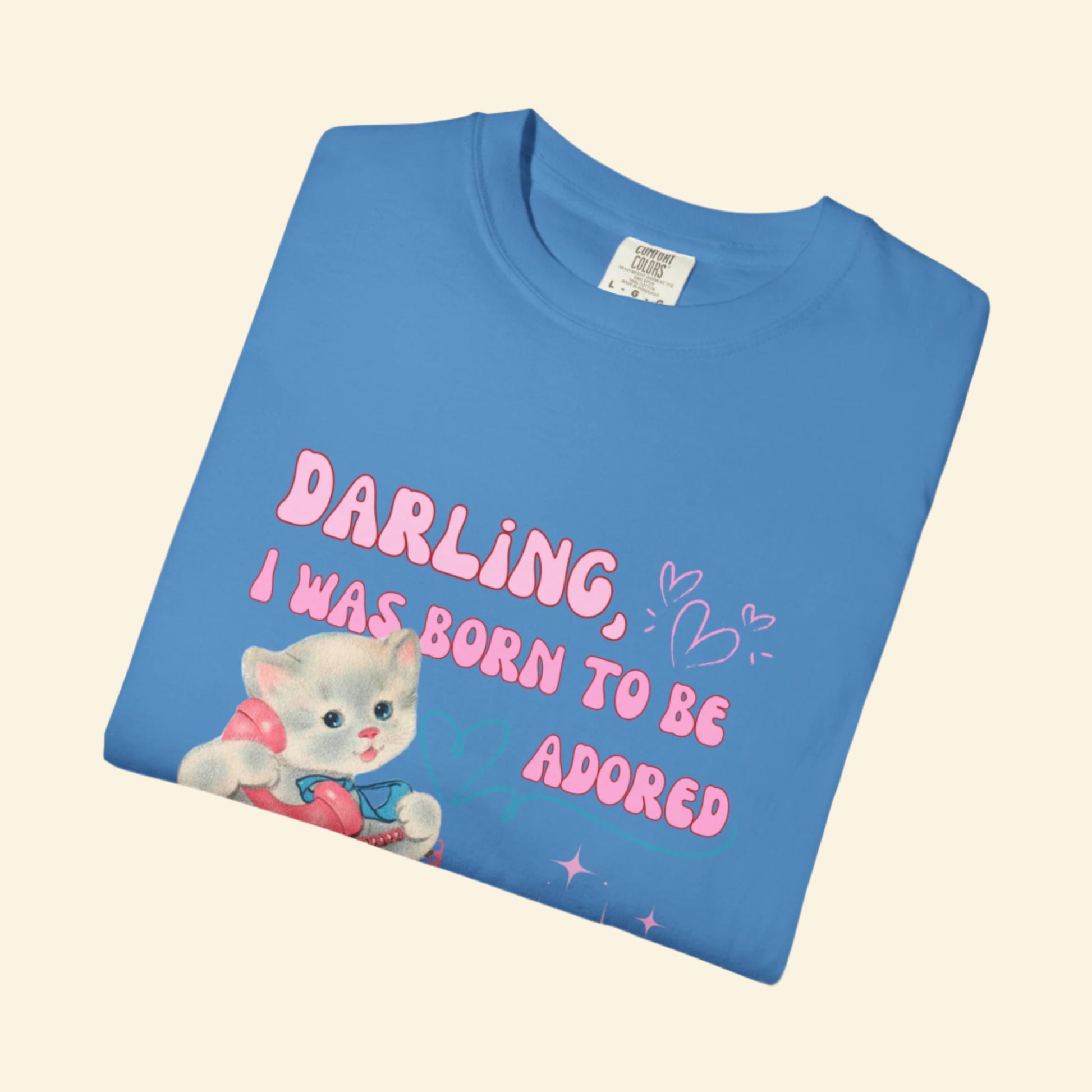 Whimsical Cat Lover T-Shirt, Born to be adored Vintage Tee