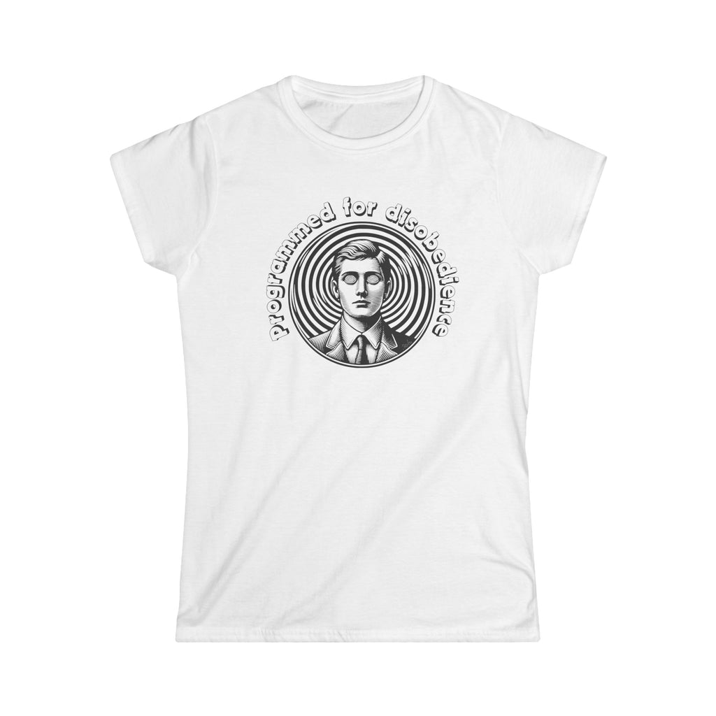 Programmed for Disobedience Women's Softstyle Tee - Trendy Graphic Tee for Bold Women