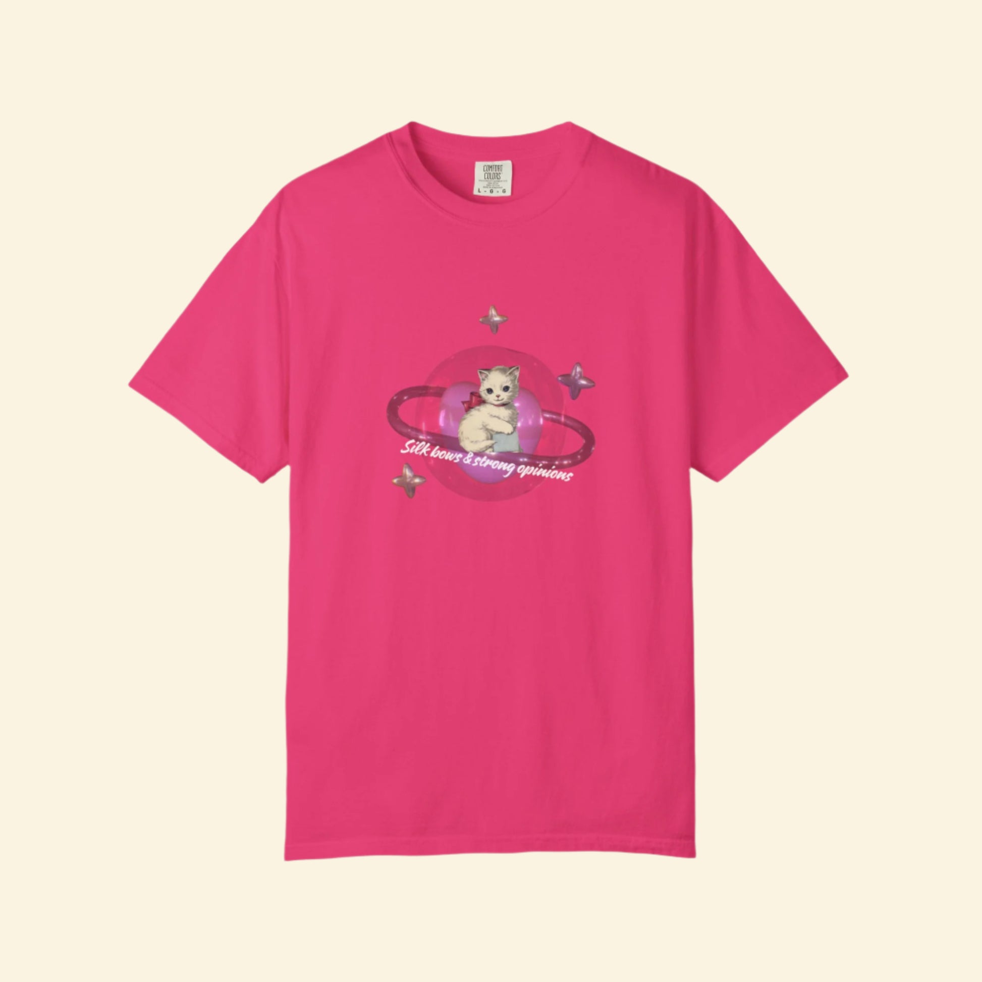 Cute Pink Spaceship Cat T-Shirt - Perfect for Pet Lovers & Cosmic Dreamers