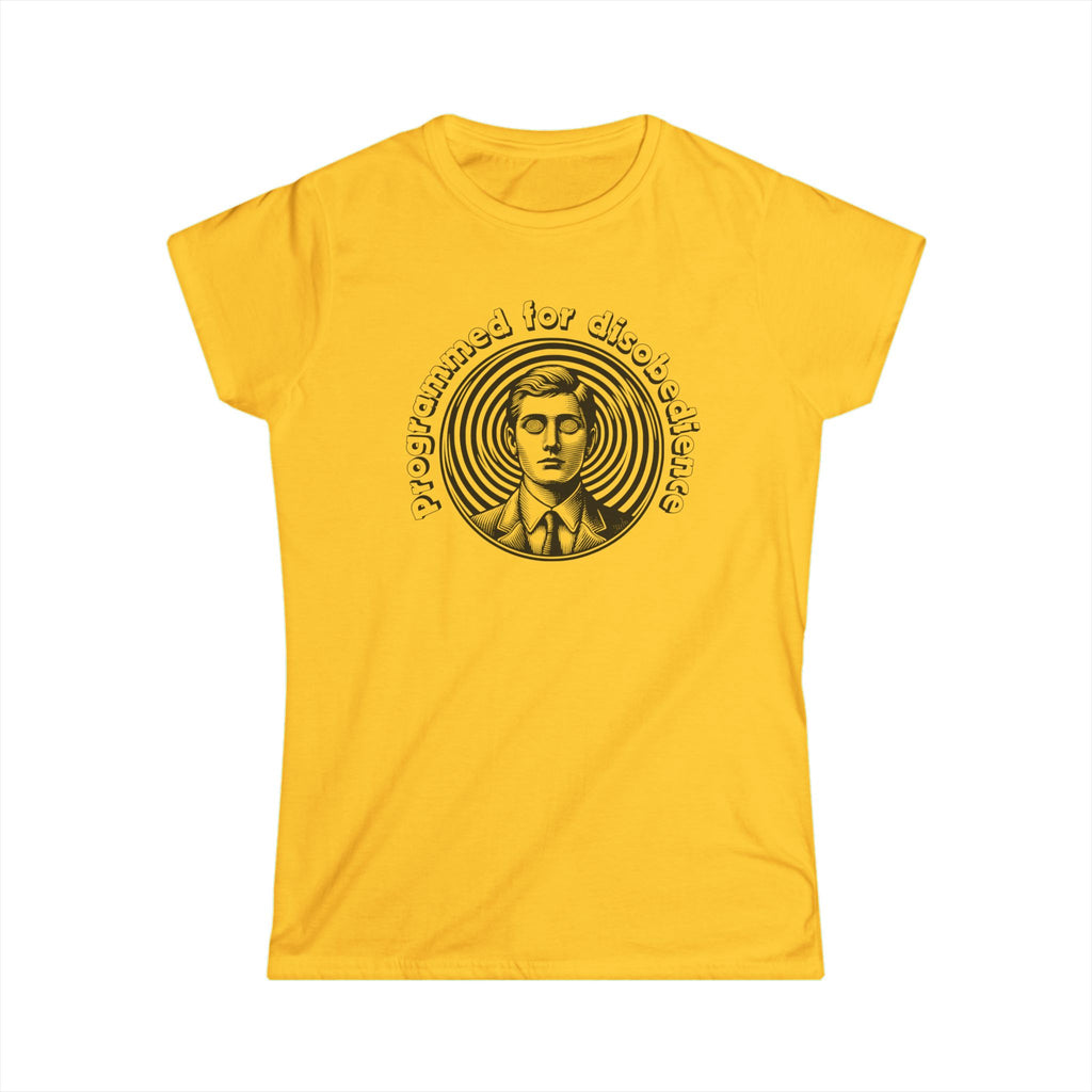 Programmed for Disobedience Women's Softstyle Tee - Trendy Graphic Tee for Bold Women