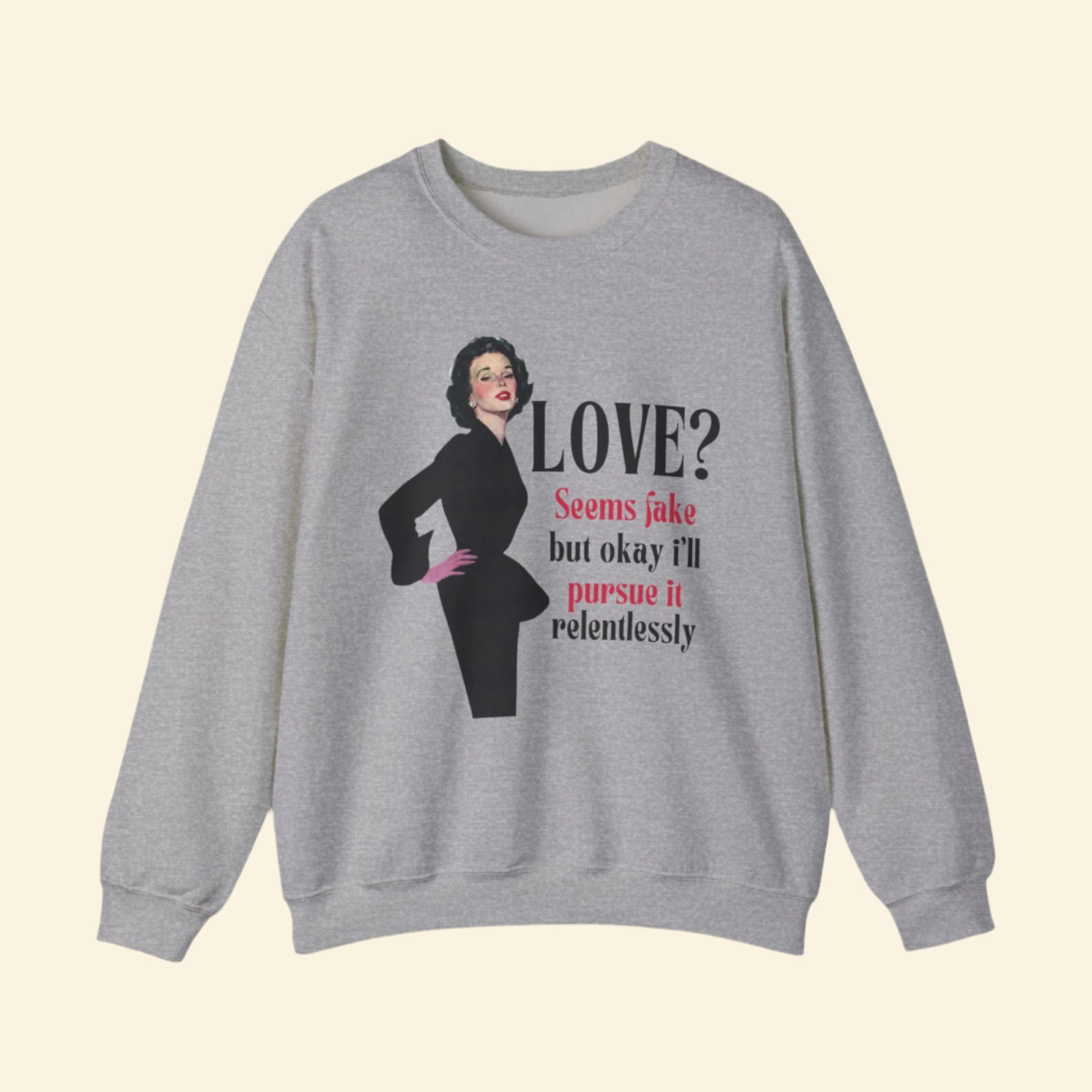 Retro Love? Crewneck Sweatshirt - Funny Quote Sweatshirt for Valentine's Day