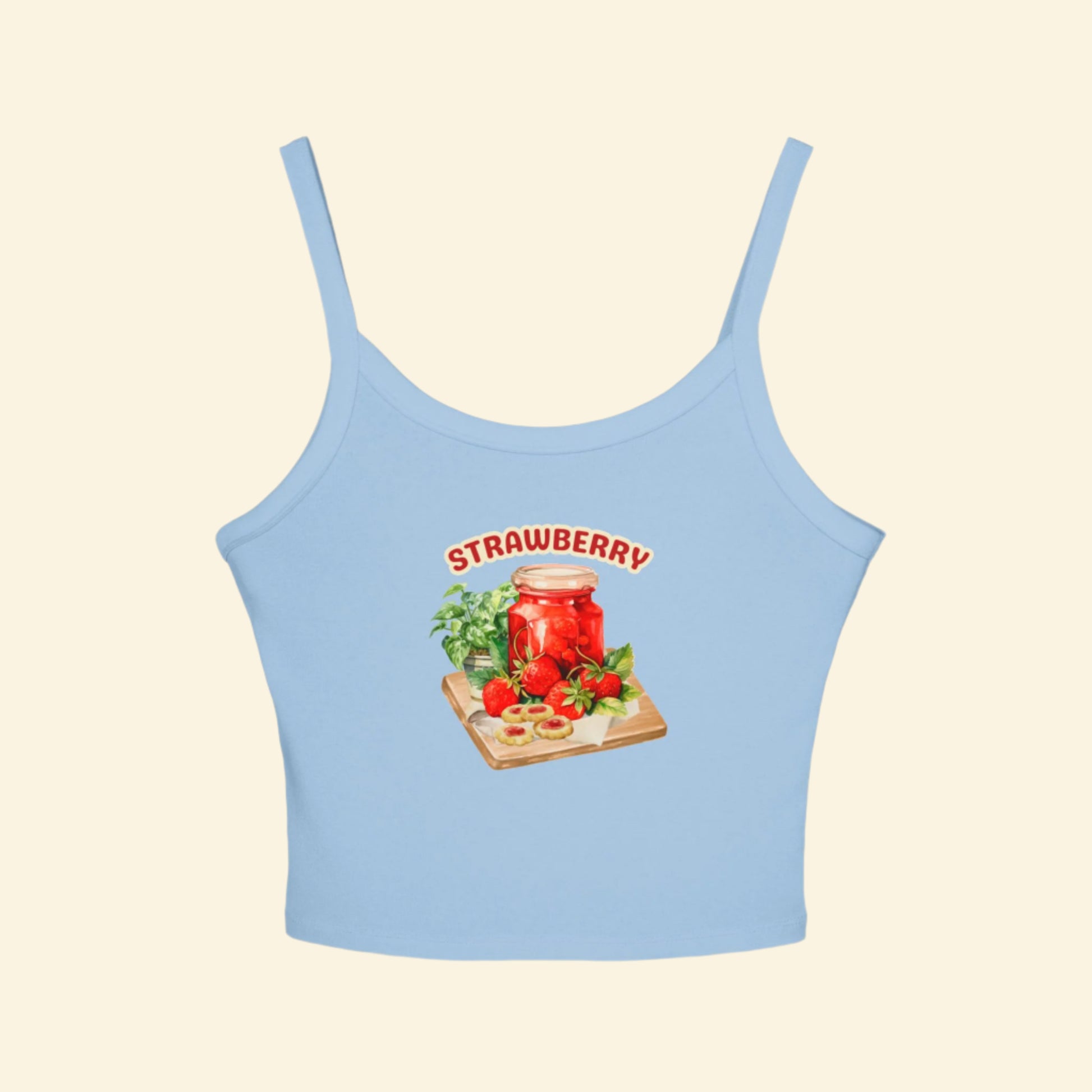 Cute Strawberry Jar Women's Spaghetti Strap Tank Top - Summer Vibes, Perfect for Fruit Lovers!