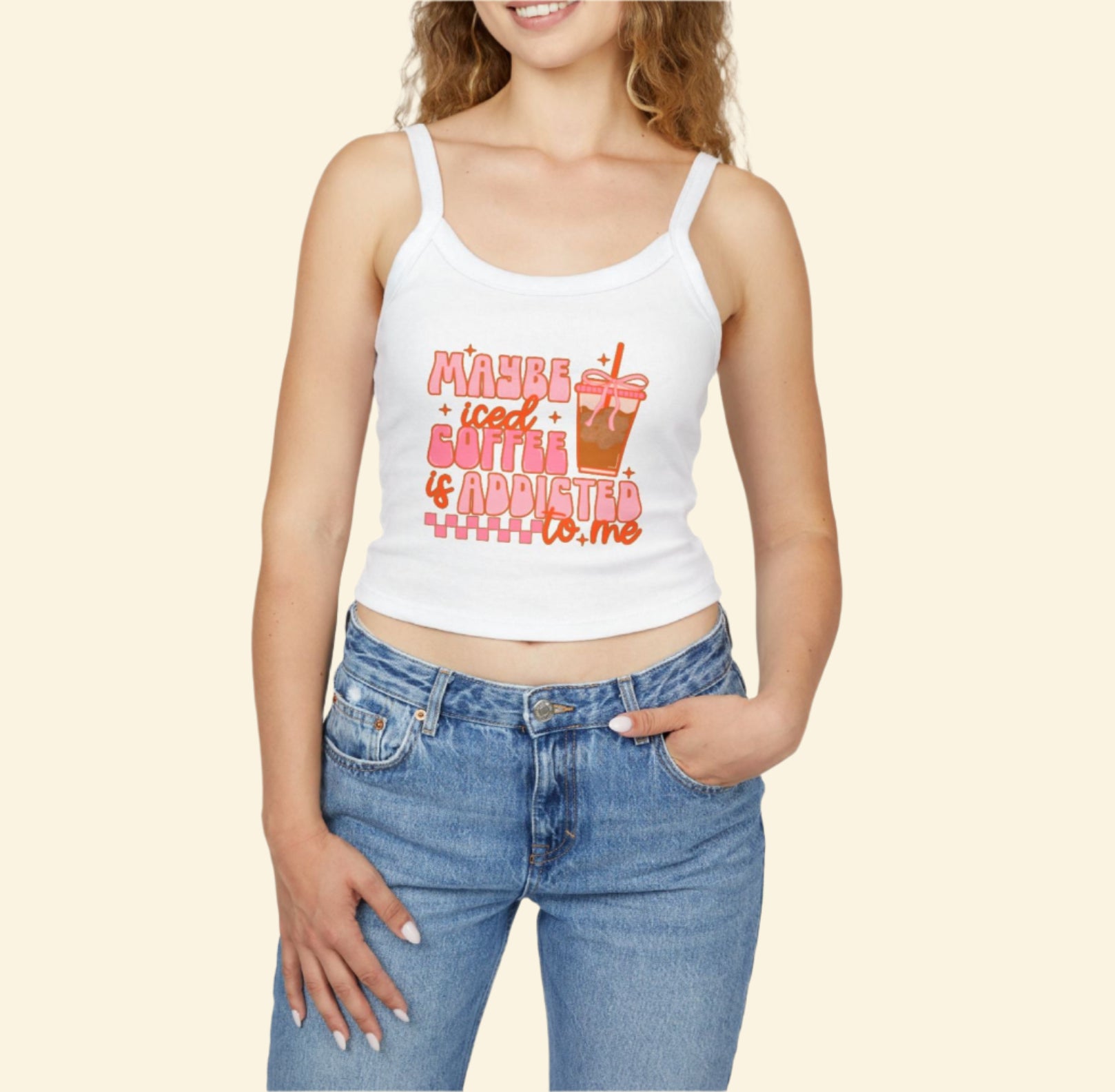 Coffee Addict Spaghetti Strap Tank Top, Summer Fashion
