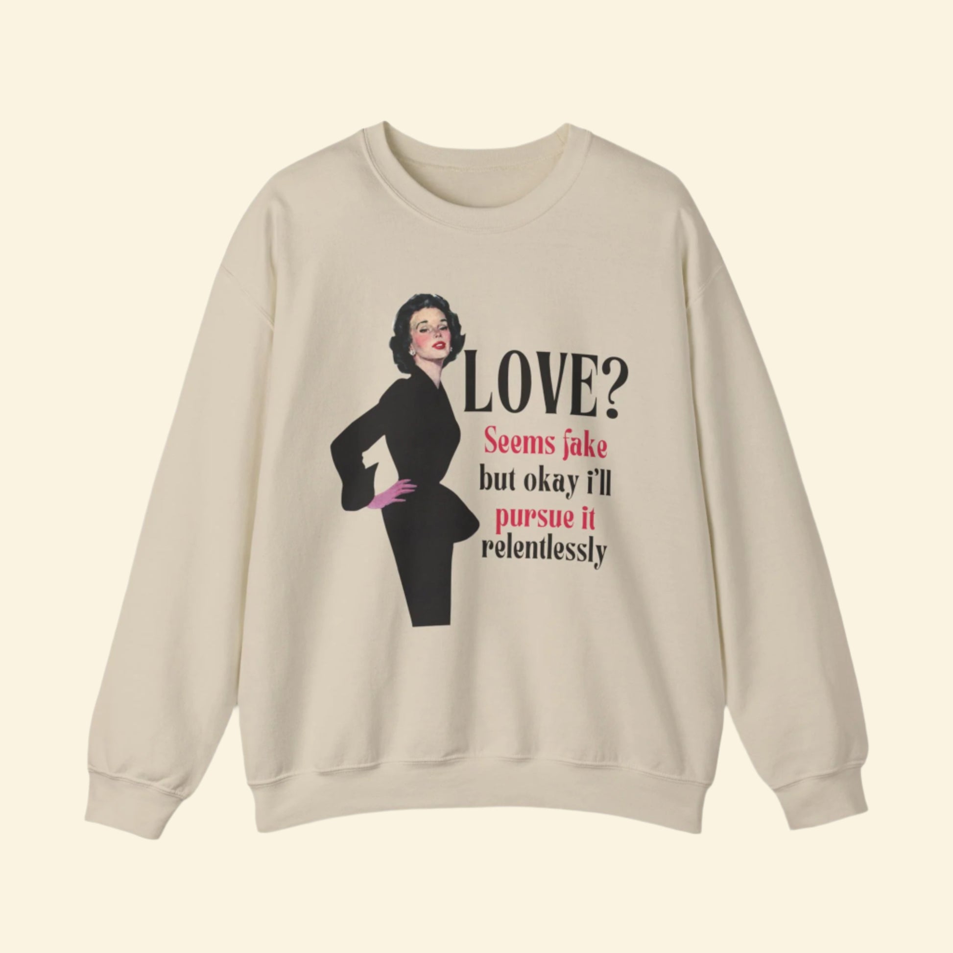 Retro Love? Crewneck Sweatshirt - Funny Quote Sweatshirt for Valentine's Day
