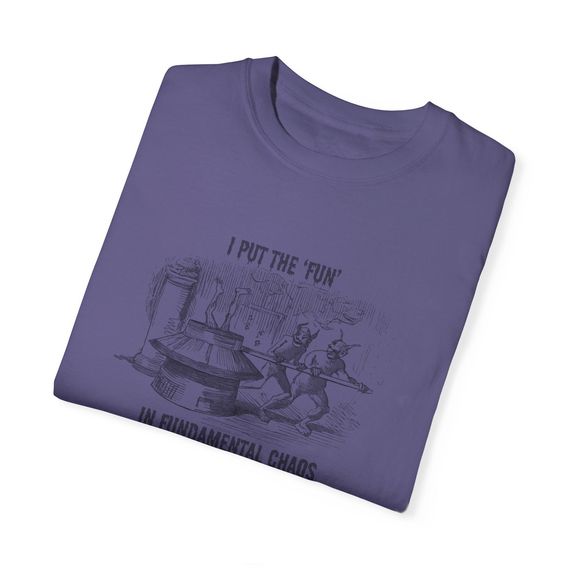 Fun Chaos Unisex Garment-Dyed T-Shirt - Demonic Graphic Tee for Casual Wear
