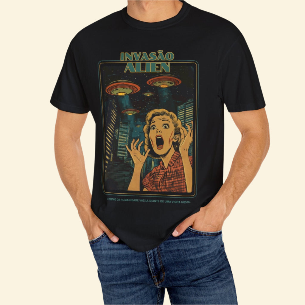 Retro Alien Invasion Unisex Tee - Graphic T-shirt for Sci-Fi Lovers