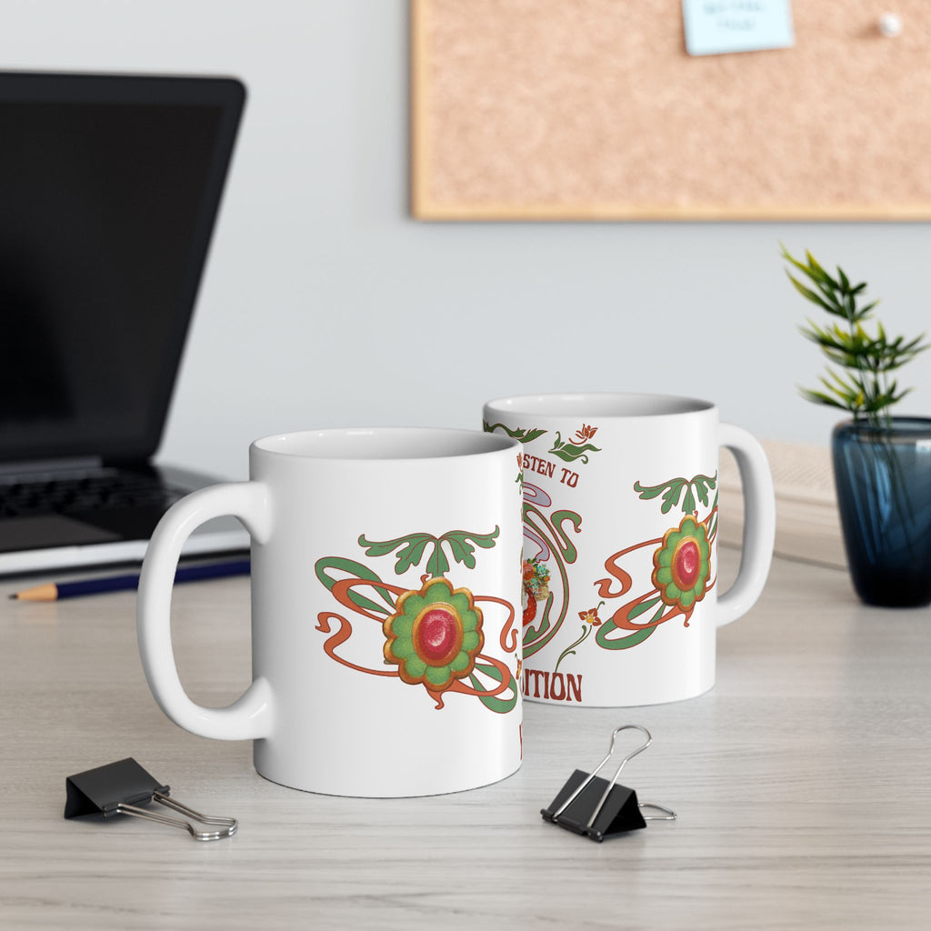 Whimsical Intuition Ceramic Mug - Vintage Girl Design (11oz)