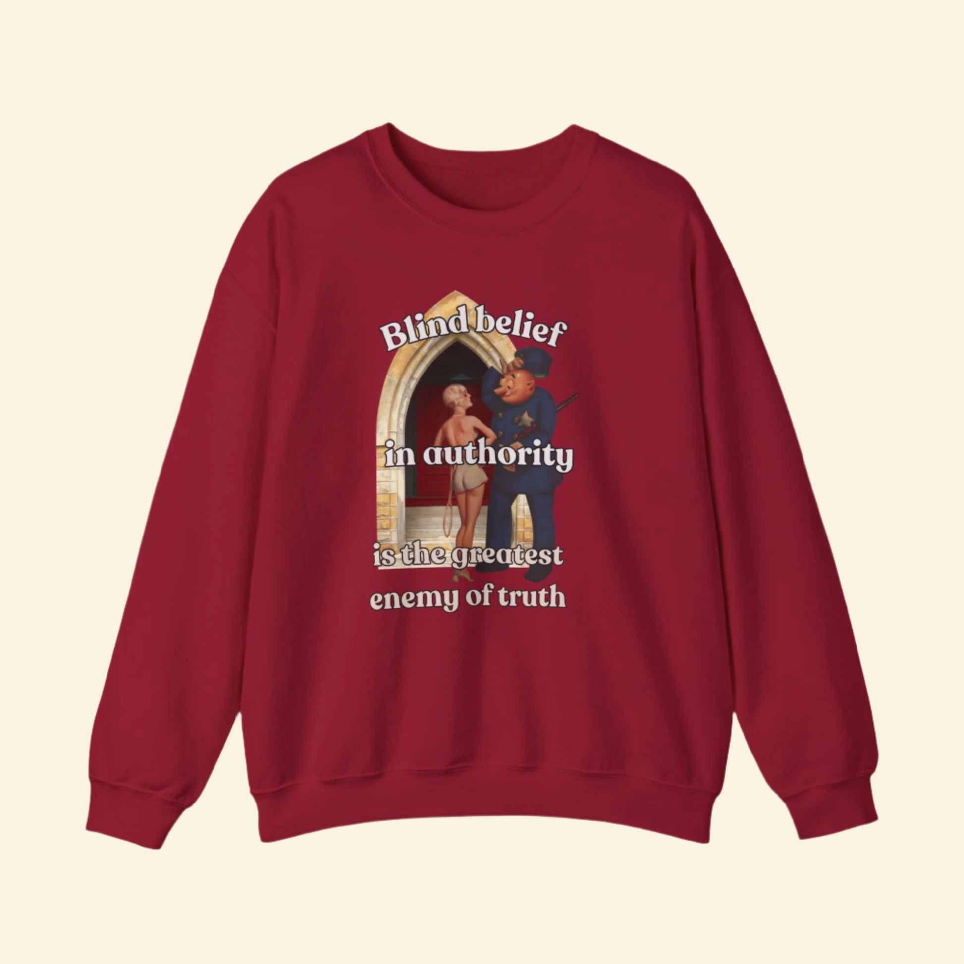 Unisex Crewneck Sweatshirt - 'Blind Belief in Authority' Design