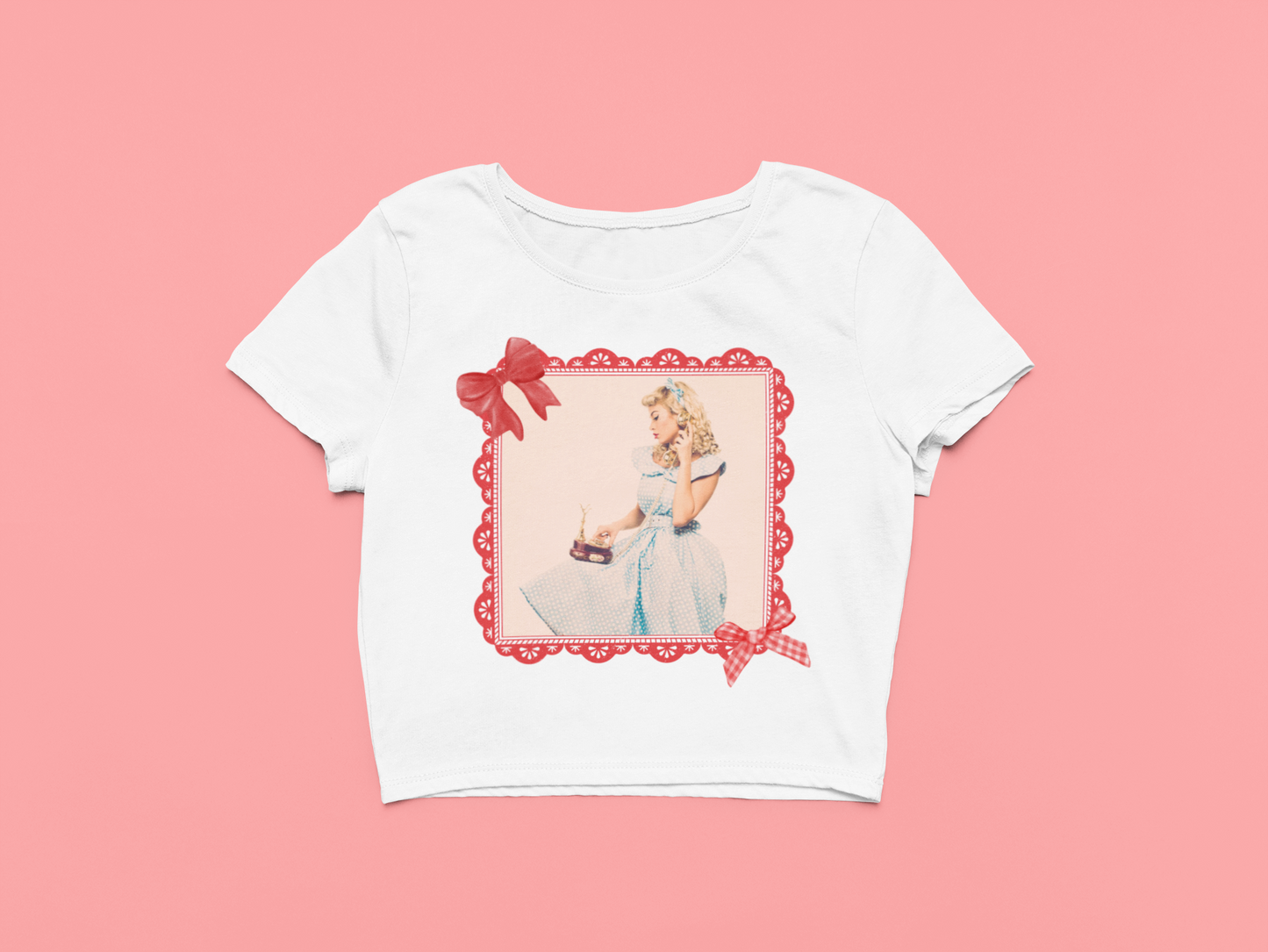 Vintage-Inspired Organic Rib Baby Tee with Retro Pin-Up Design