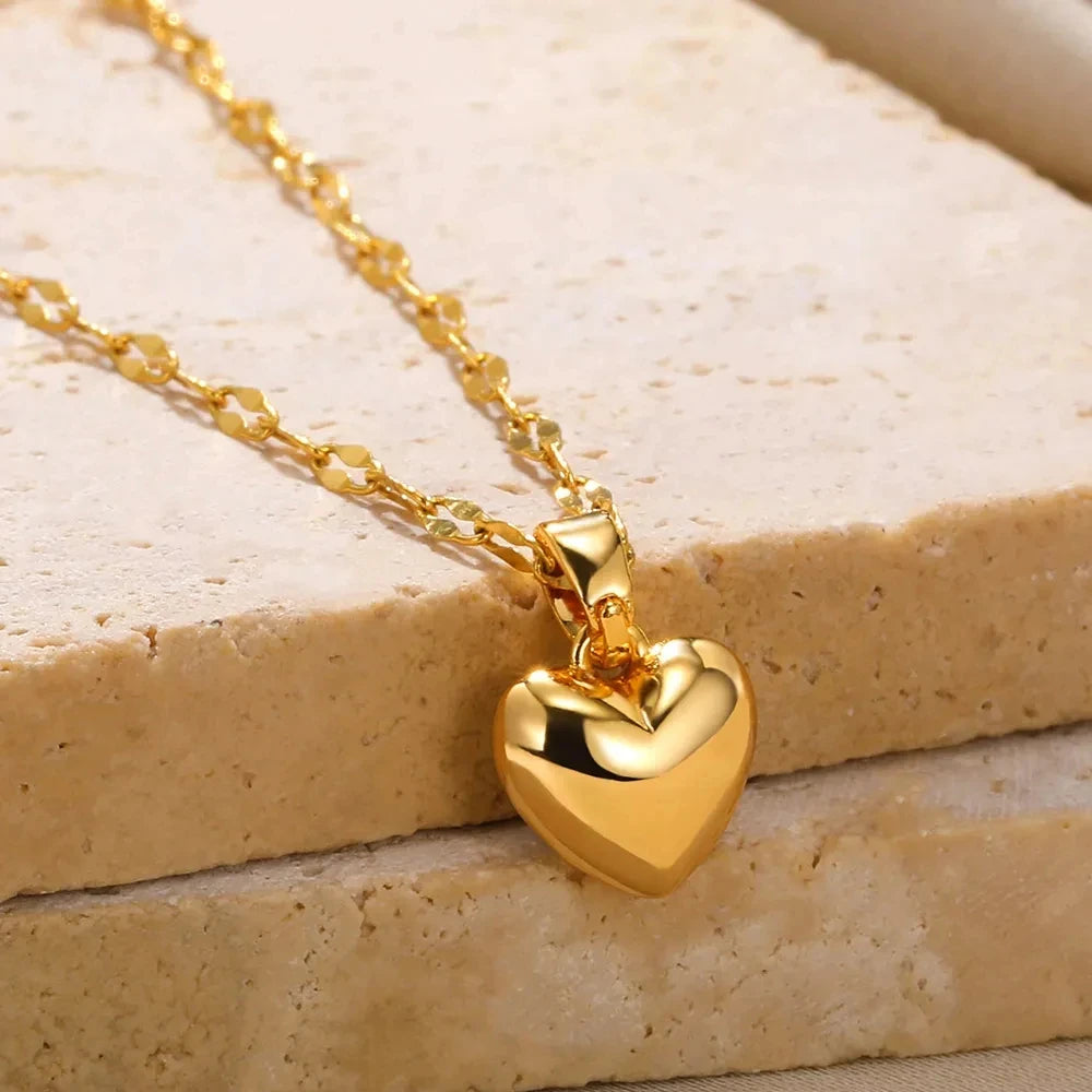 Stainless Steel Heart Necklace For Women New Trendy, Simple Pendant