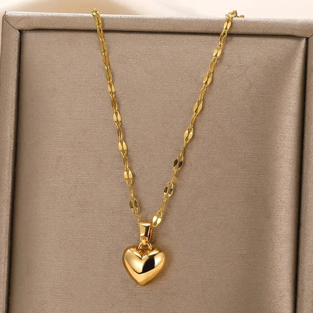 Stainless Steel Heart Necklace For Women New Trendy, Simple Pendant