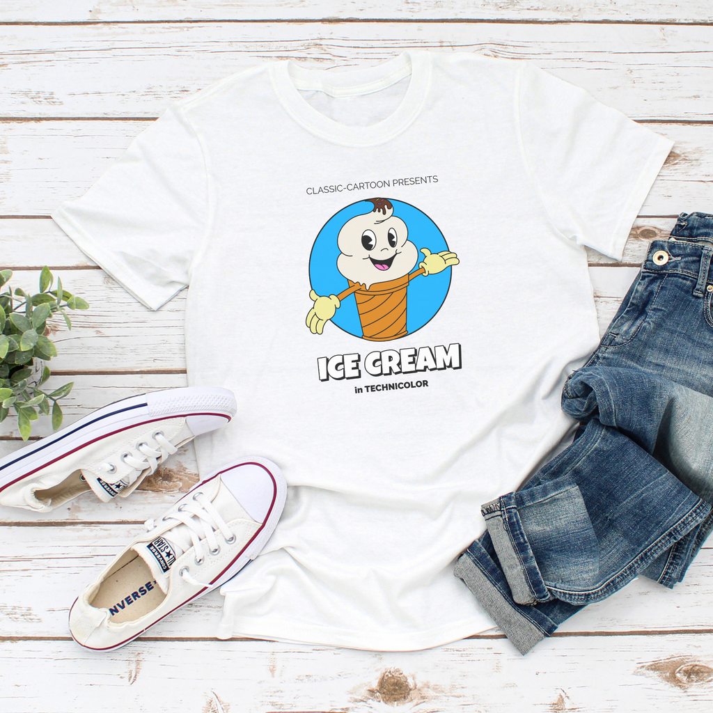 Ice Cream Cartoon Tee, Fun Graphic T-Shirt, Cute Summer Apparel