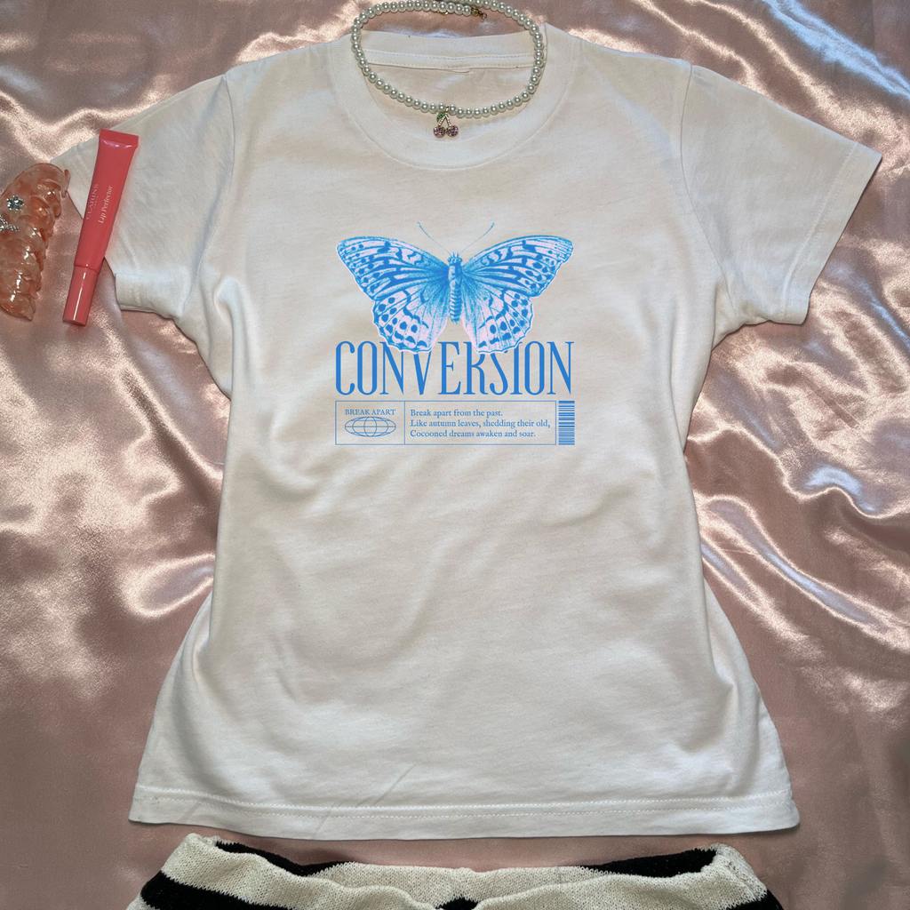 Butterfly Conversion Tee, Inspirational Quote Top