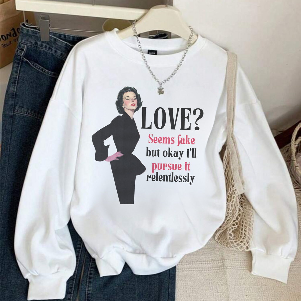 Retro Love? Crewneck Sweatshirt - Funny Quote Sweatshirt for Valentine's Day