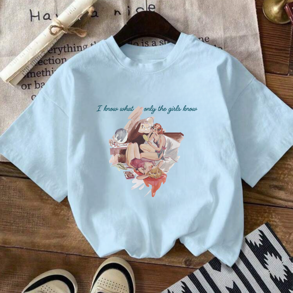 Unisex Garment-Dyed T-Shirt - "I Know What Only the Girls Know" - Trendy Feminine Graphic Tee